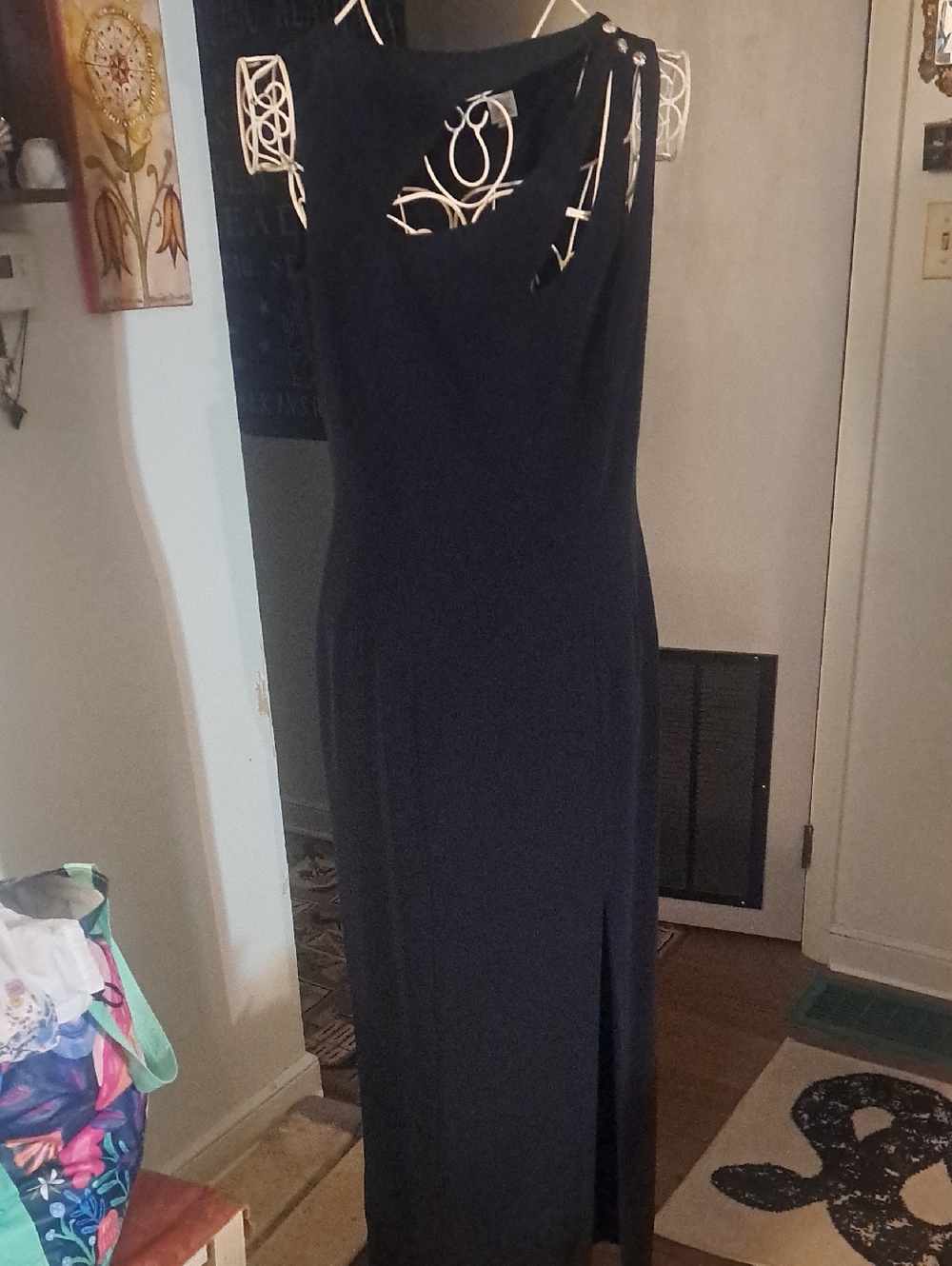 Stunning Vintage Sleeveless Gown With Cut Outs And Rhinestone Embellishment, 12